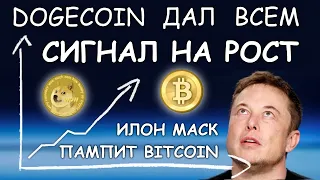 ИЛОН МАСК ПАМПИТ BITCOIN DOGECOIN ДАЛ ВСЕМ СИГНАЛ НА РОСТ