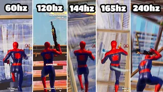 Fortnite 60hz vs 120hz vs 144hz vs 165hz vs 240hz