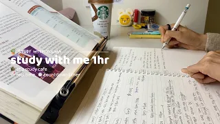 1hr study with me at a study cafeㅣwhite noise + no musicㅣ✏️pencil ASMRㅣ📖page flippingㅣ백색소음과 함께 공부해요