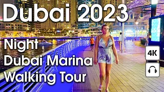 Dubai 🇦🇪 Beautiful Dubai Marina [ 4K ] Night Walking Tour