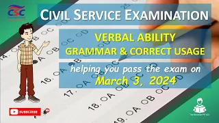 Civil Service Exam | Verbal Ability | Grammar and Correct Usage | with explanation