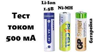 Тест под нагрузкой: Li-Ion 1.5В – Ni-MH – щелочная батарейка