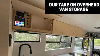 Van Overhead Storage (Cabinet + Shelf Combo) + 'Hidden' Control Panel | Camper Van Conversion
