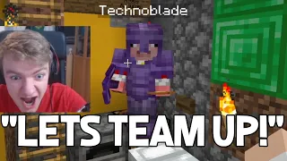 Technoblade finds TommyInnit base under his house and teams up with Tommy - Dream SMP