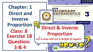 Exercise 1B Questions 3 and 4 – (Direct proportion)  Complete solution – APS Math Class 8.