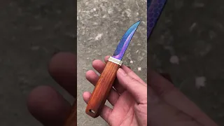 Mini short Damascus Nebula Samurai Knife