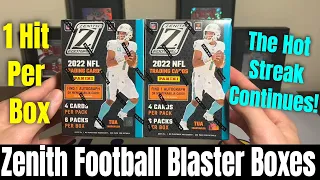 The Hot Streak Continues With 2022 Zenith Football Blaster Boxes! 1st Round Rookie Auto?!