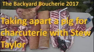 Backyard Boucherie 2017 - Taking apart a pig for charcuterie with Stew Taylor