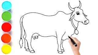 How to draw cow step by step || cow drawing easy for kids || cow drawing