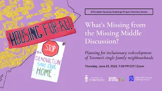 What's Missing From the Missing Middle Discussion in Toronto?
