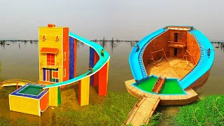 Top 2! How To Amazing Build Bamboo Resort With Swimming Pool And Best Water Slide On Water