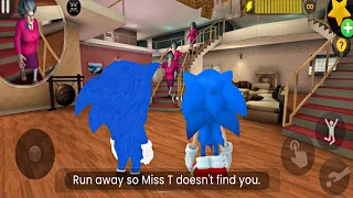 Play as Sonic and Baby Sonic in Scary Teacher 3D | Troll Miss T Every Day Gameplay