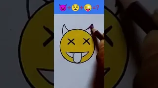 😈+😵+😜=? Emoji Drawing | Mix Emoji Drawing Challenge | Smiley Drawing #emoji #shorts #drawing #art