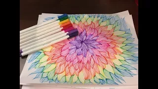 Doodles - Doodling a big rainbow flower - Sped up