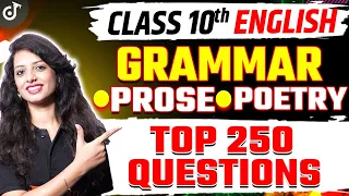 CLASS 10 ENGLISH GRAMMAR✅PROSE✅POETRY✅TOP 250 QUESTIONS✅BOARDS EXAM 2024🔥POOJA MAM #class10English