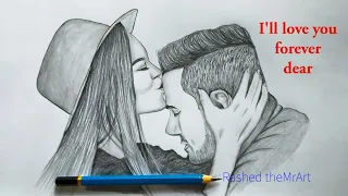 Couple Drawing by pencil | valentine's day special art for beginners