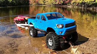 RC RACING BOAT LAUNCH AND RECOVERY, TRX4 TOYOTA TACOMA 4X4 ADVENTURE.