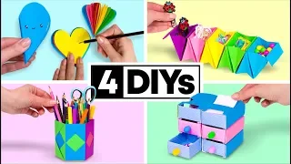 4 artesanatos fáceis que você pode fazer em 5 minutos! MATERIAL ESCOLAR DIY