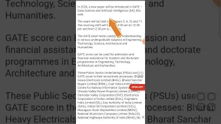 GATE 2024 notification NEW UPDATE for Data science and artificial intelligence #shortsfeed #gate2024