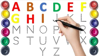 A to Z, Kids rhymes, collection for writing along dotted lines for toddler, Alphabet, ABC song, ABCD