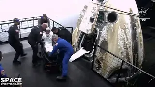 NASA/SpaceX Crew Dragon Crew-2 astronauts exiting the capsule.