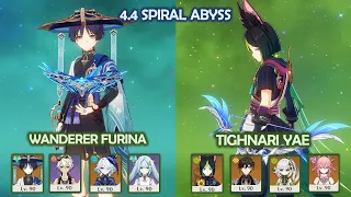 Wanderer Furina Hypercarry & Tighnari Yae Spread - Genshin Impact Abyss 4.4 - Floor 12 9 Stars