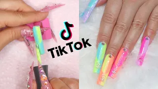 Trendy TikTok Optical Illusion Ombré I Vertical French Ombré Gel Nail Art Tutorial I Press On Nails