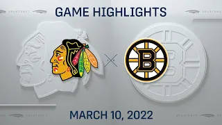 NHL Highlights | Blackhawks vs. Bruins - Mar. 10, 2022