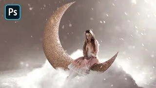 Fantasy Winter Moon Clouds - Photoshop Manipulation Tutorial Processing