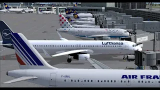 Frankfurt Intl (EDDF) to Budapest Ferenc Intl (LHBP) FSX Aerosoft Lufthansa A321 Wing View