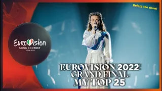 Eurovision 2022 | Grand Final | My Top 25 (Before the show)