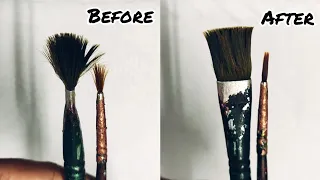 How to fix damaged paint brush into it's original shape | paint brush cleaning hacks .