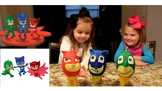 PJ Masks Giant Play Doh Surprise Eggs Disney Blind Bags Owlette Gekko Catboy