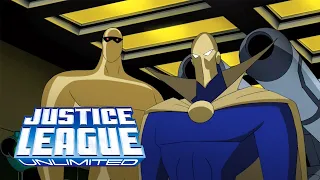 Gold Amazo teams up with Doctor Fate and Hawkgirl to look for his destiny | Justice League Unlimited