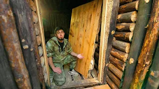 Underground house in the forest. Now I have no doors. I made a wood cutting machine. Part 36.