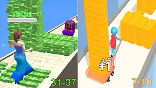 Money Run 3D VS Brick Builder Android iOS Gameplay (Level 31-37 VS Level 7-10)