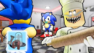 SONIC PRETENDS TO BE NOOB, THEN USES PLAYER VACUUM IN ESCAPE PAPA PIZZA'S PIZZERIA IN ROBLOX