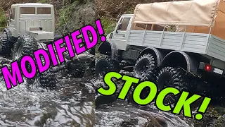 6x6 Unimog Head to Head, Stock v Modified.. Cross RC Emo NT6 Build with Cantilever Suspension