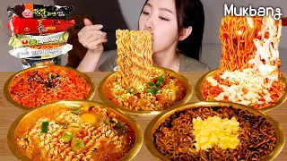 Eating 5 types of popular Korean ramen alone🍜 Spicy samyang Buldak noodles ASMR REAL MUKBANG