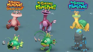 Dawn of Fire Vs My Singing Monsters Vs The Lost Landscapes Redesign Comparisons ~ My Singing Monster