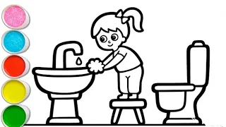 How To Draw  Bathroom And Cute Girl