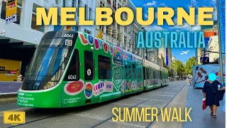 Melbourne CBD summer walk 4K