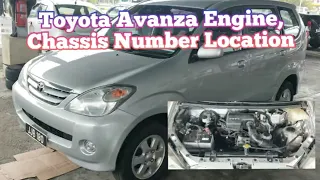 Toyota Avanza Engine and Chassis Number Location