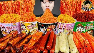 ASMR MUKBANG 직접 만든 대왕 가래떡 떡볶이 불닭볶음면 소세지 먹방 & 레시피 FIRE NOODLES AND CHEETOS Tteokbokki EATING SOUND!