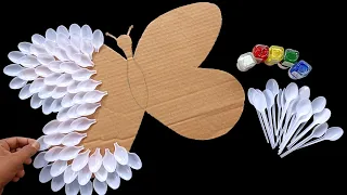 Beautiful Butterfly Making Using Plastic Spoons | Easy Wall Decor Ideas | Best out of waste crafts