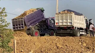 Komatsu  Bulldozer Pushing Topsoi. bulldozer pushing soil