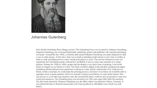 Johannes Gutenberg; The invention of the Gutenberg Press by James Tran