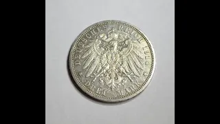 Монета Германской Империи 3 марки 1914 год (А) Пруссия Серебро 0.900 Germany 3 marks 1914(A) Prussia