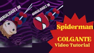 🕷️ Spiderman Colgante - Amigurumi 14cm (Video Tutorial) ❤️ Con Mascara Retirable 💙