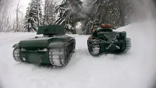 Rc Tanks T34-85 and KV-1 Winter Patrol!❄ Heng Long 1/16 scale Soviet Tanks.